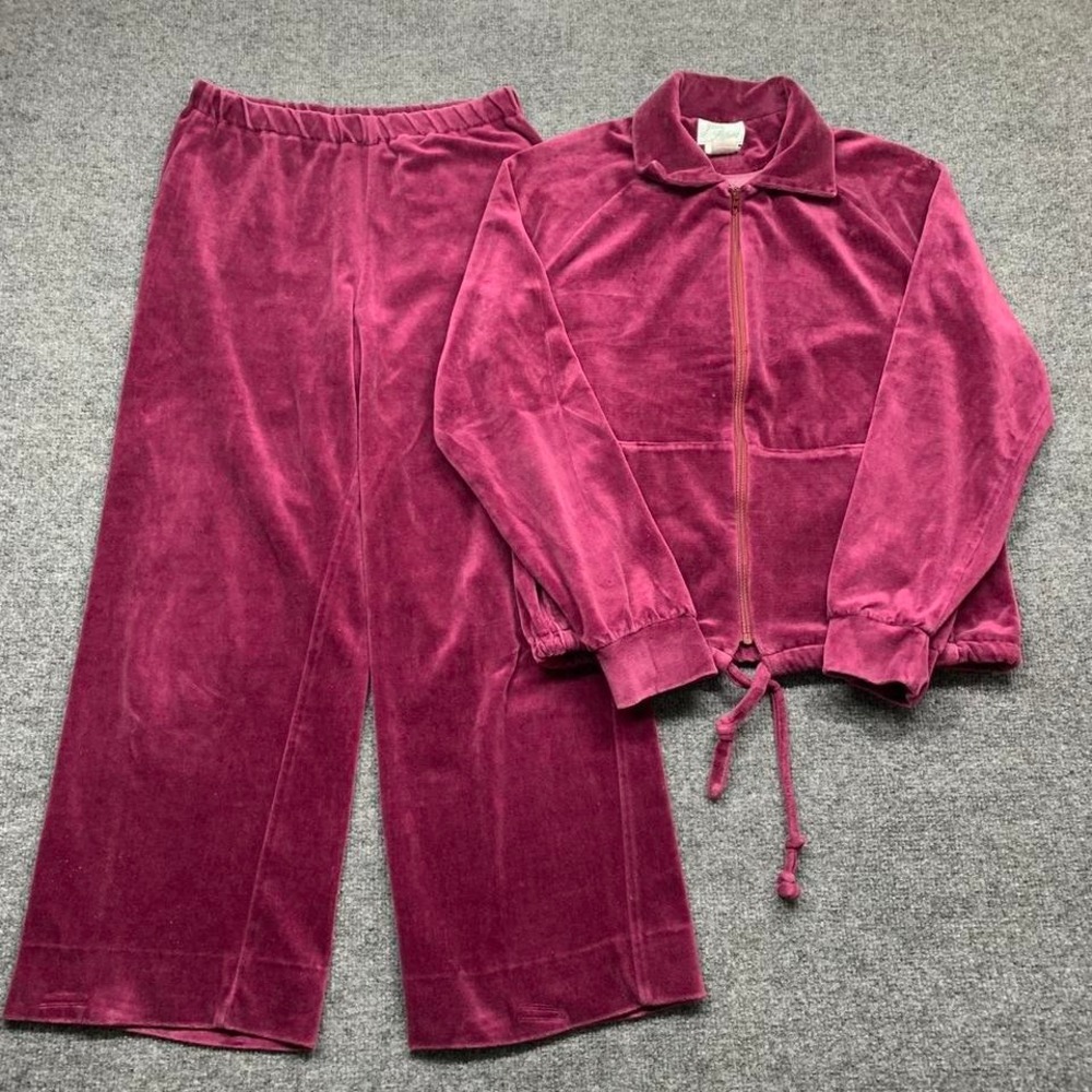 Vintage 70s Womens Velour Track Suit Size Medium